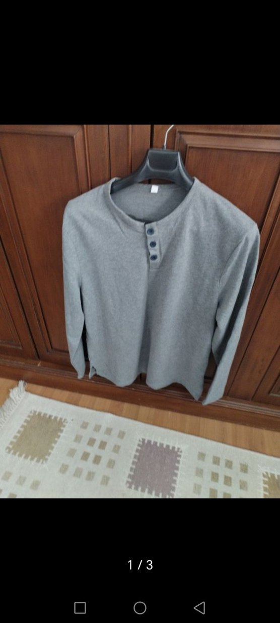 Gri Düğmeli Pamuklu erkek pijama takımı - Görsel 2