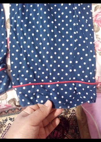 Kadın Mavi Puantiyeli Kısa Kollu Pijama Takımı - Görsel 5