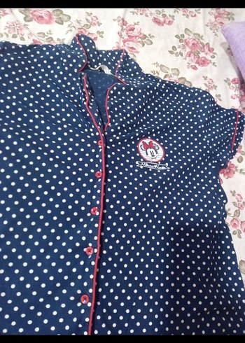 Kadın Mavi Puantiyeli Kısa Kollu Pijama Takımı - Görsel 2