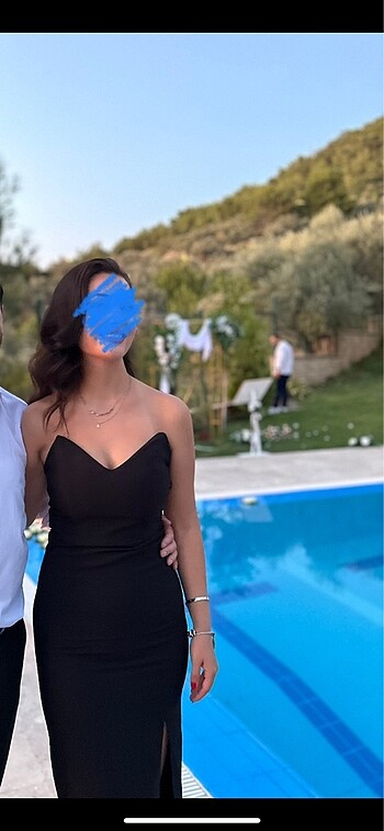 s Beden siyah Renk Siyah yırtmaçlı elbise