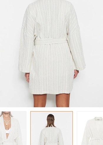 Beyaz pareo kimono - Görsel 3