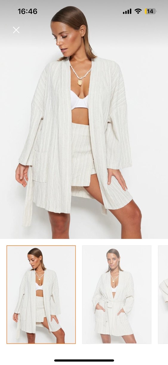 Beyaz pareo kimono - Görsel 2