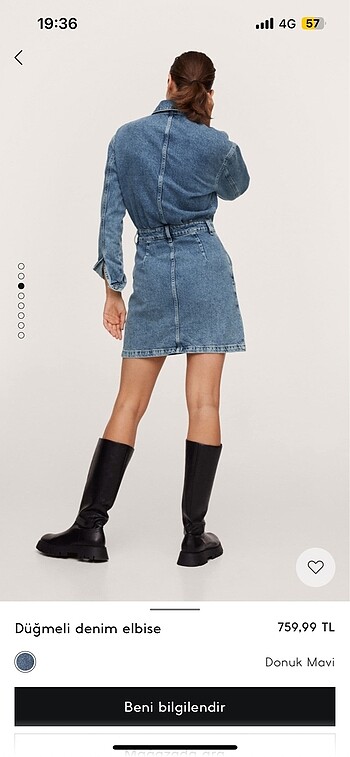 xs Beden Mango düğmeli denim elbise