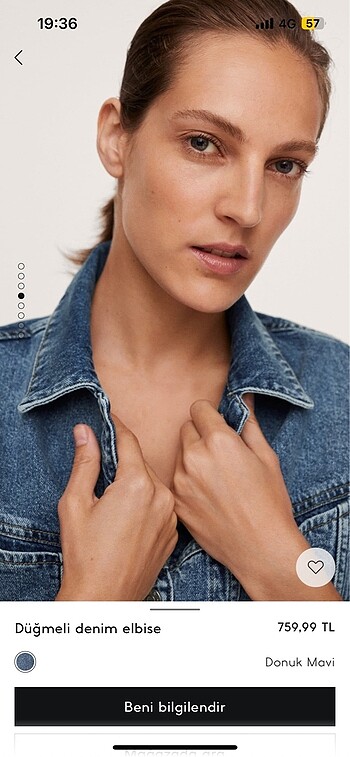 xs Beden mavi Renk Mango düğmeli denim elbise