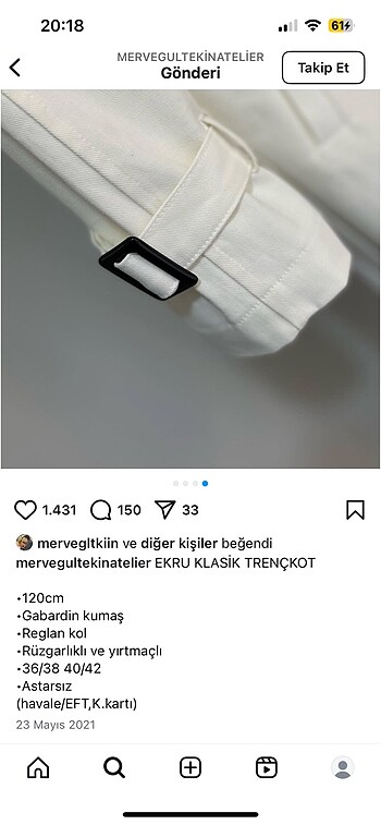 m Beden beyaz Renk Beyaz trençkot