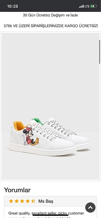 Berahka beyaz mickey mouse ayakkabı
