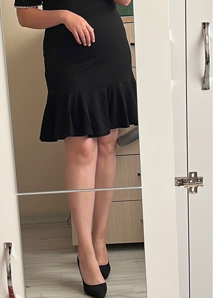 Siyah incili elbise - Görsel 2