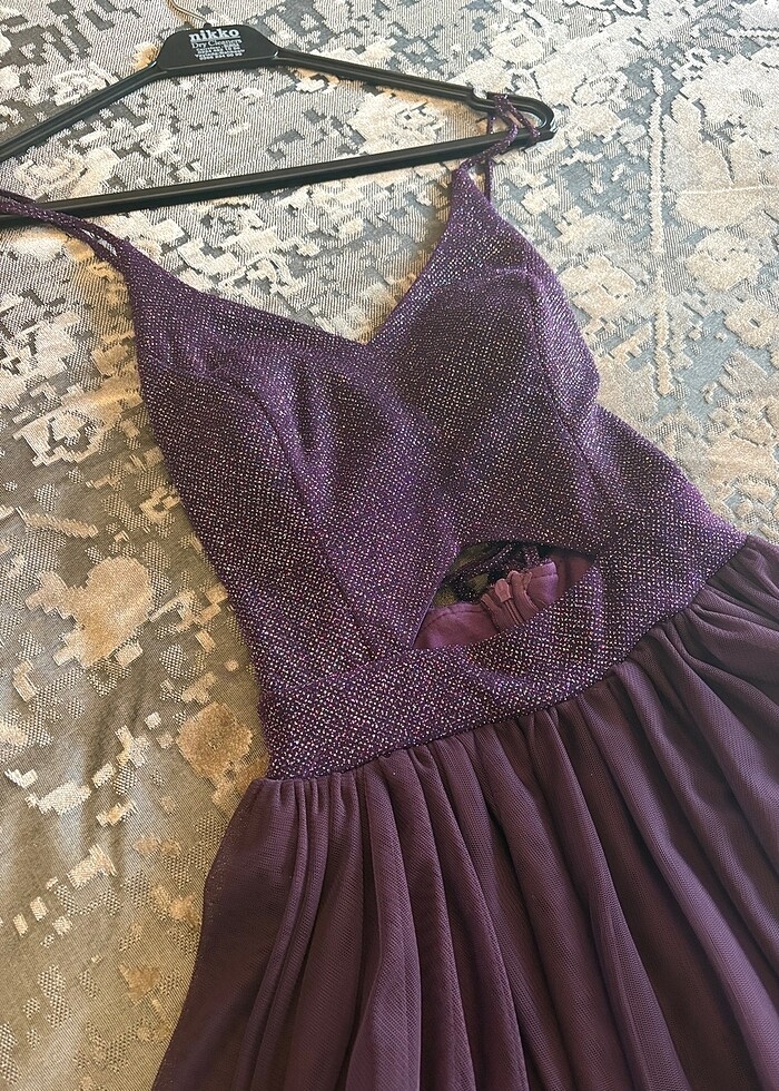 bordo mini abiye elbise - Görsel 2