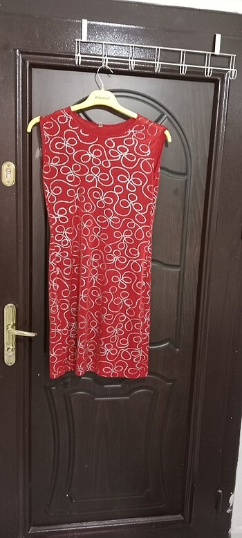 Simli kırmızı elbise  - Görsel 2