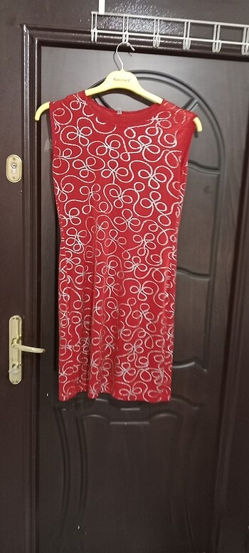 Simli kırmızı elbise  - Görsel 3