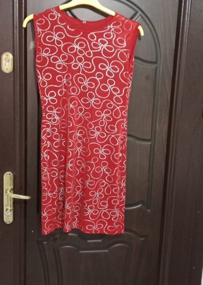 Simli kırmızı elbise  - Görsel 2