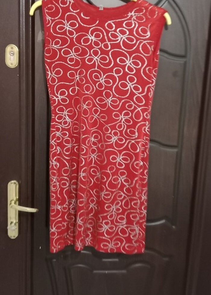 Simli kırmızı elbise  - Görsel 3