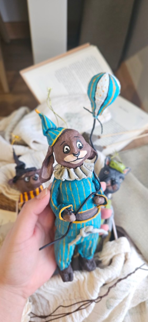 Turkuaz Çizgili Balonlu tavşan Biblo dekor - Görsel 3