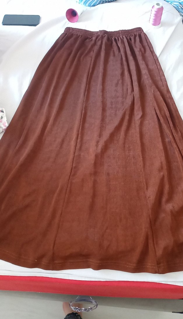 Drapeli Uzun Kahverengi buzi Etek - Görsel 2