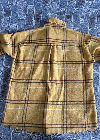 Sarı Ekose Düğmeli Kadın Gömlek - Görsel 5