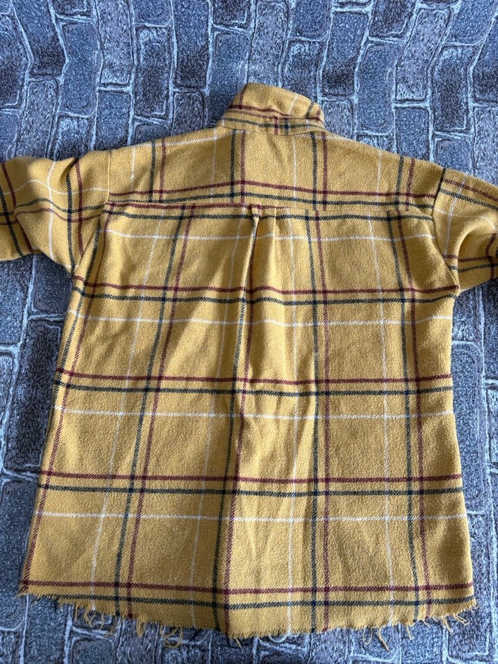 Sarı Ekose Düğmeli Kadın Gömlek - Görsel 5