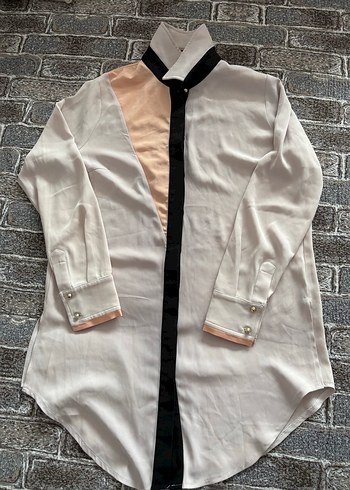 Düğmeli Beyaz Uzun Kollu Midi Kadın Gömlek - Görsel 2