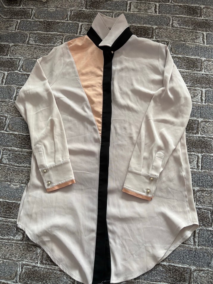 Düğmeli Beyaz Uzun Kollu Midi Kadın Gömlek - Görsel 2