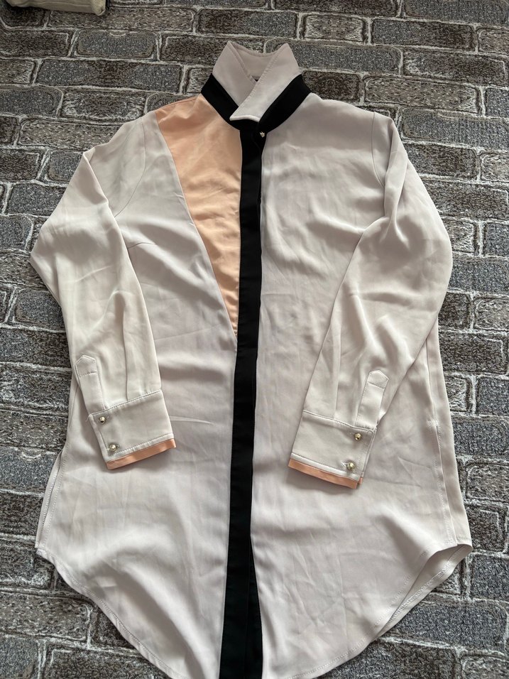 Düğmeli Beyaz Uzun Kollu Midi Kadın Gömlek - Görsel 5