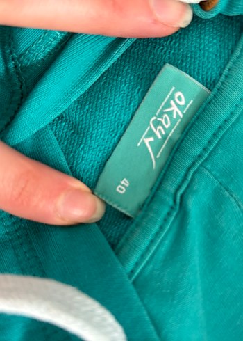 Turkuaz Kadın Fermuarlı Sweatshirt - Görsel 3