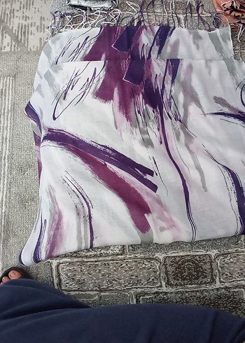 İpekevi Mor ve Gri Bohem Tarzı Kadın Fular