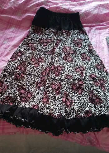 Pembe Desenli Uzun Gotik Etek - Görsel 2