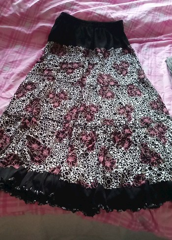 Pembe Desenli Uzun Gotik Etek - Görsel 3