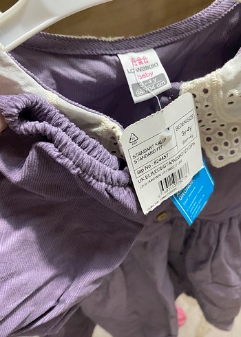LC Waikiki Düğmeli Mor Kız Elbisesi, Nakışlı