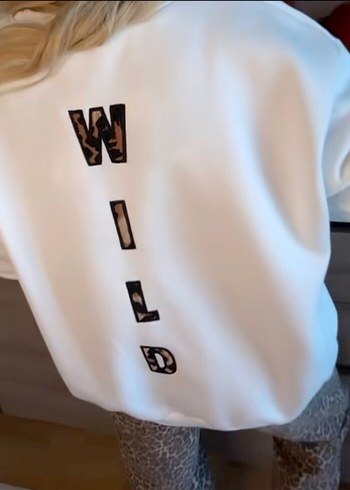 Beyaz fermuar detaylı Kadın Sweatshirt