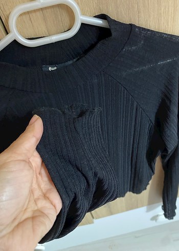 Diğer Siyah Fitilli Boğazlı Kadın Triko