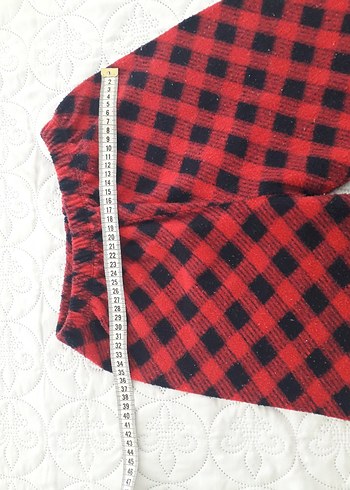 7 Yaş Beden Kırmızı Ekoseli Kız Çocuk Pijama Altı