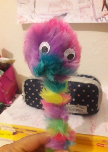 Renkli Peluş Mavi tükenmez kalem - Görsel 2