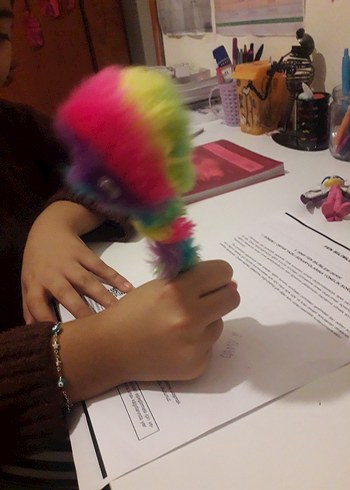 Renkli Peluş Mavi tükenmez kalem - Görsel 3