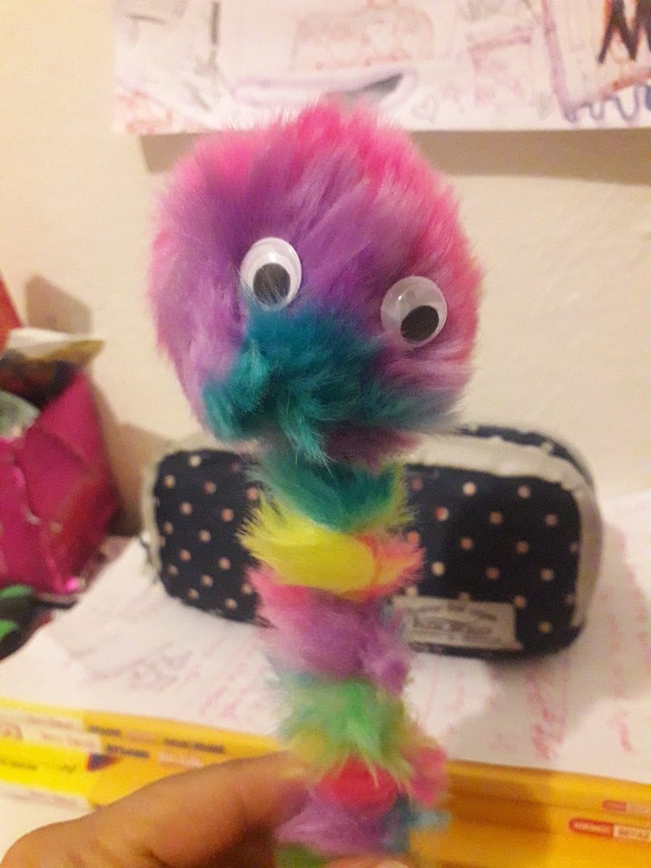 Renkli Peluş Mavi tükenmez kalem - Görsel 2