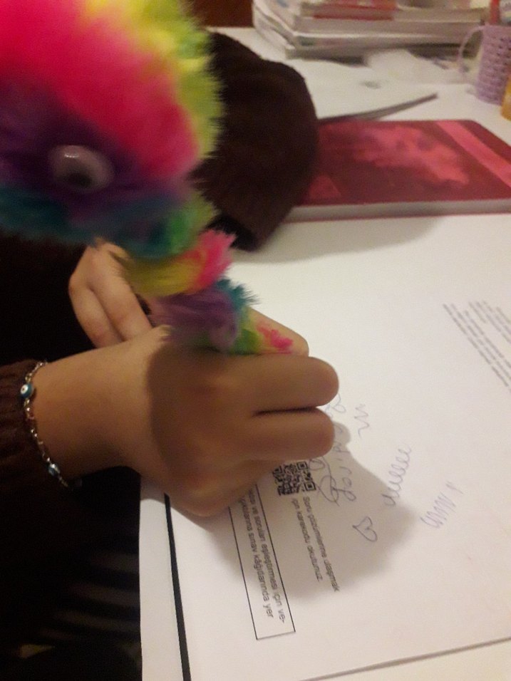 Renkli Peluş Mavi tükenmez kalem - Görsel 4