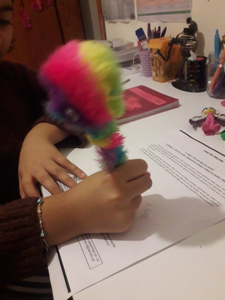 Renkli Peluş Mavi tükenmez kalem - Görsel 3