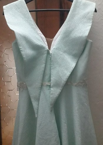 Turkuaz Nakışlı Uzun Askısız Elbise - Görsel 6