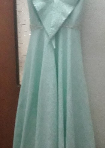 Turkuaz Nakışlı Uzun Askısız Elbise - Görsel 3