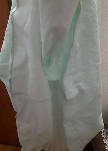 Turkuaz Nakışlı Uzun Askısız Elbise - Görsel 7