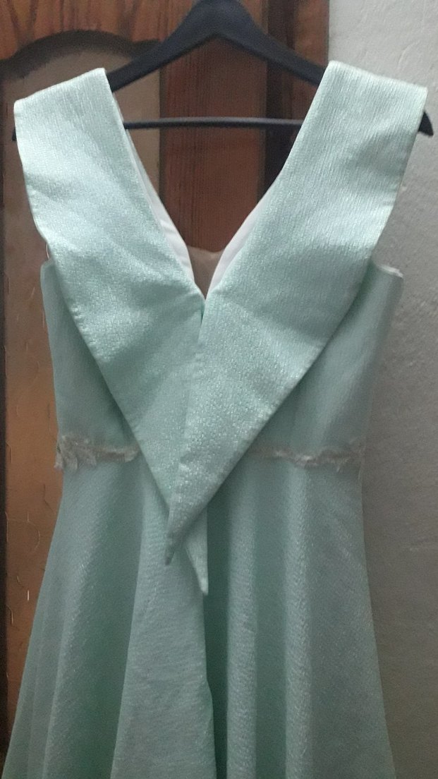 Turkuaz Nakışlı Uzun Askısız Elbise - Görsel 4