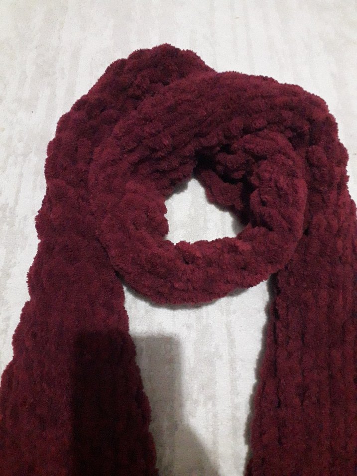 Bordo Örgü Kadın Atkı - Görsel 3