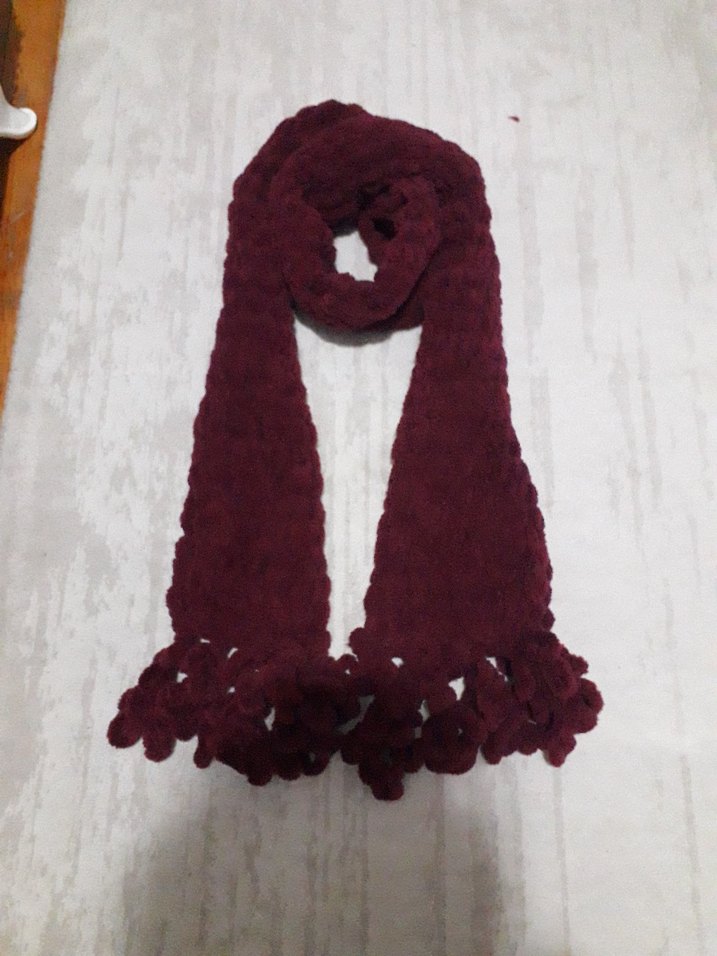 Bordo Örgü Kadın Atkı - Görsel 4