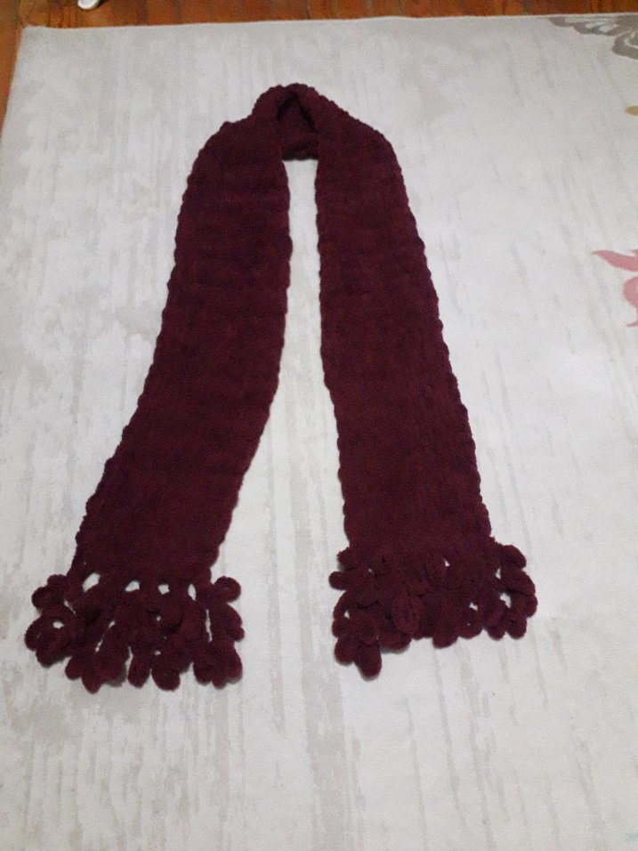 Bordo Örgü Kadın Atkı - Görsel 2