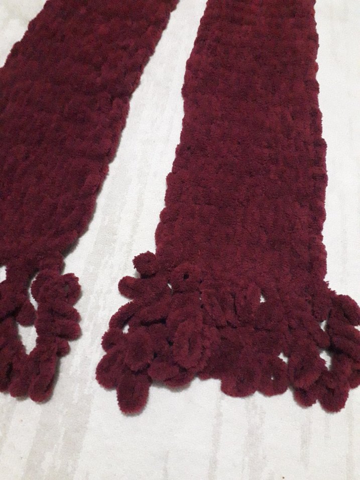 Bordo Örgü Kadın Atkı - Görsel 5