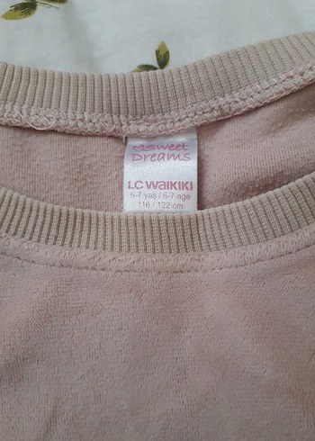 Pembe Uzun Kollu Kadife Çocuk Pijama Takımı - Görsel 4