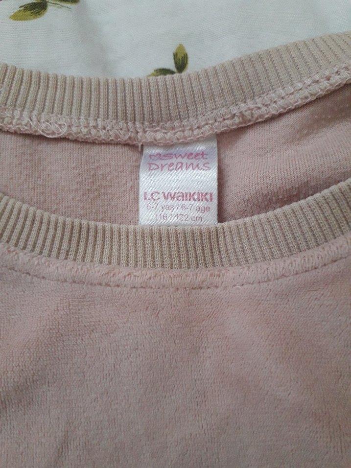 Pembe Uzun Kollu Kadife Çocuk Pijama Takımı - Görsel 4