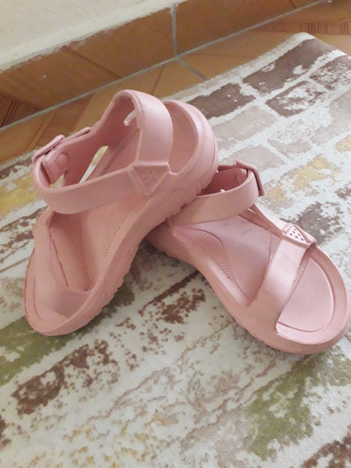 Kız Çocuk Pembe Pastel Bantlı Sandalet - Görsel 3