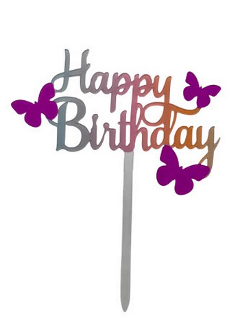 Kelebekli happy bırthday pasta süsü - Görsel 2