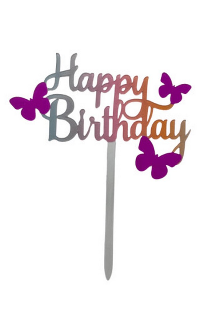 Kelebekli happy bırthday pasta süsü - Görsel 2