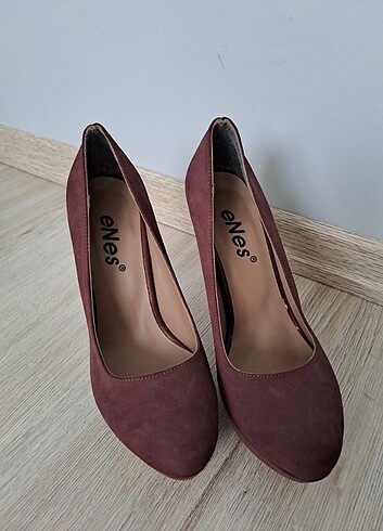 Diğer Bordo süet platform topuklu ayakkabı